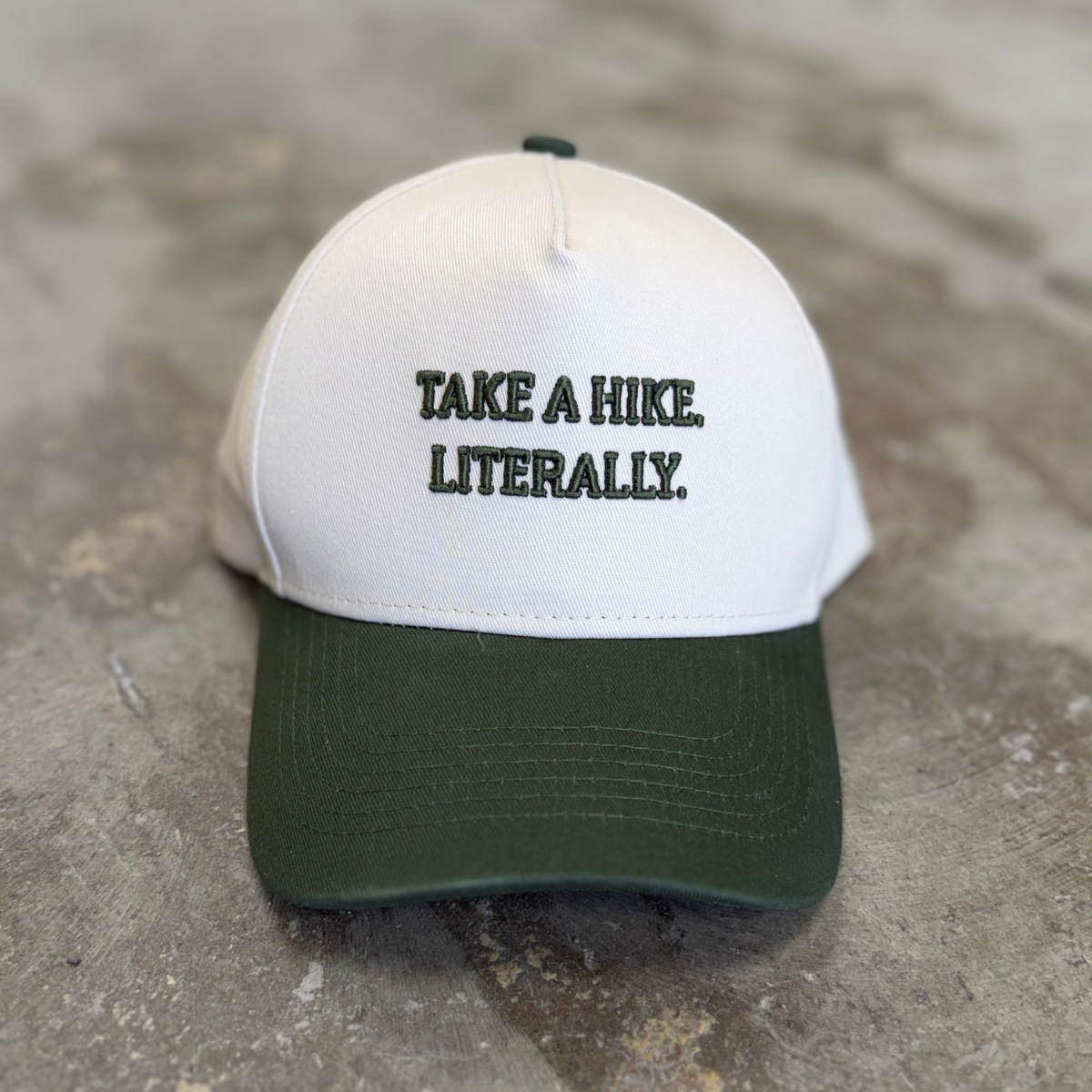 Take A Hike. Literally. Embroidered Trucker - Forest