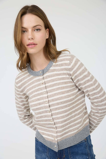 Contrast Striped Cardigan