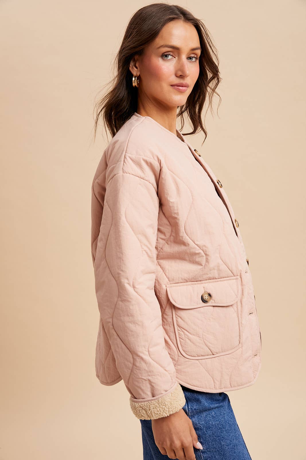 Quilted Sherpa Lined Puffer Jacket