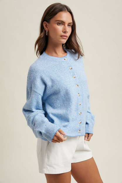 Sally Striped Button Up Sweater