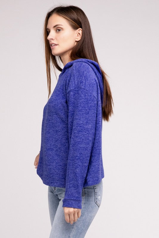 Hooded Brushed Melange Hacci Sweater