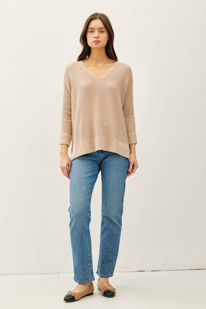 V Neck Dolman Sleeve Sweater