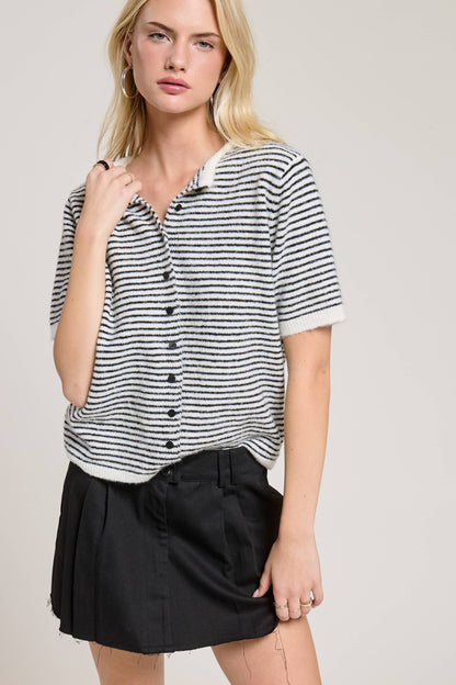 Classic Short Sleeve Button Cardigan