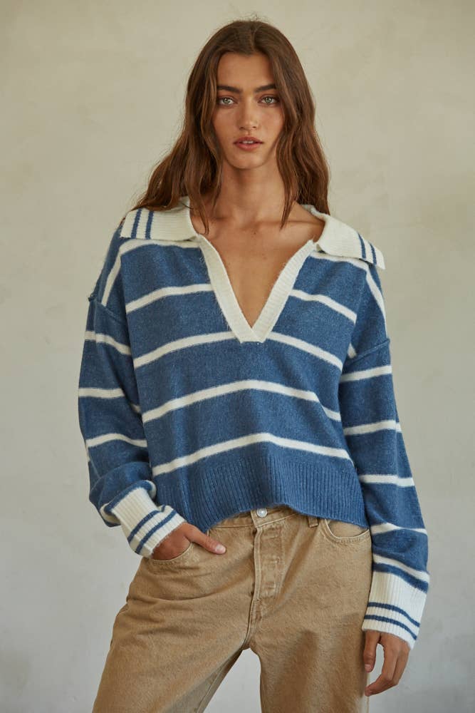 Weekend Stripe Polo Sweater