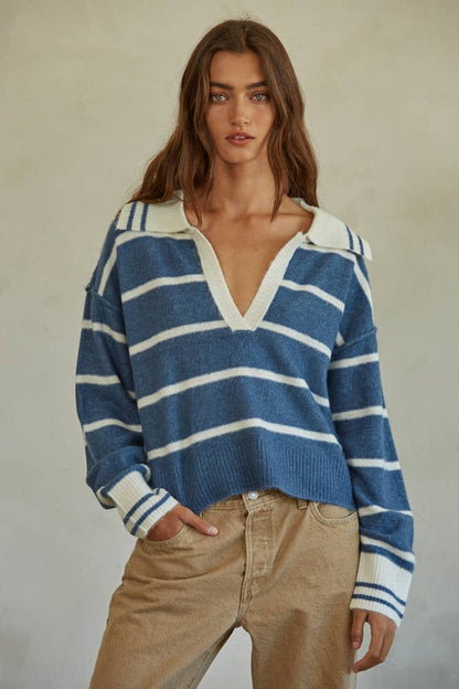 Weekend Stripe Polo Sweater