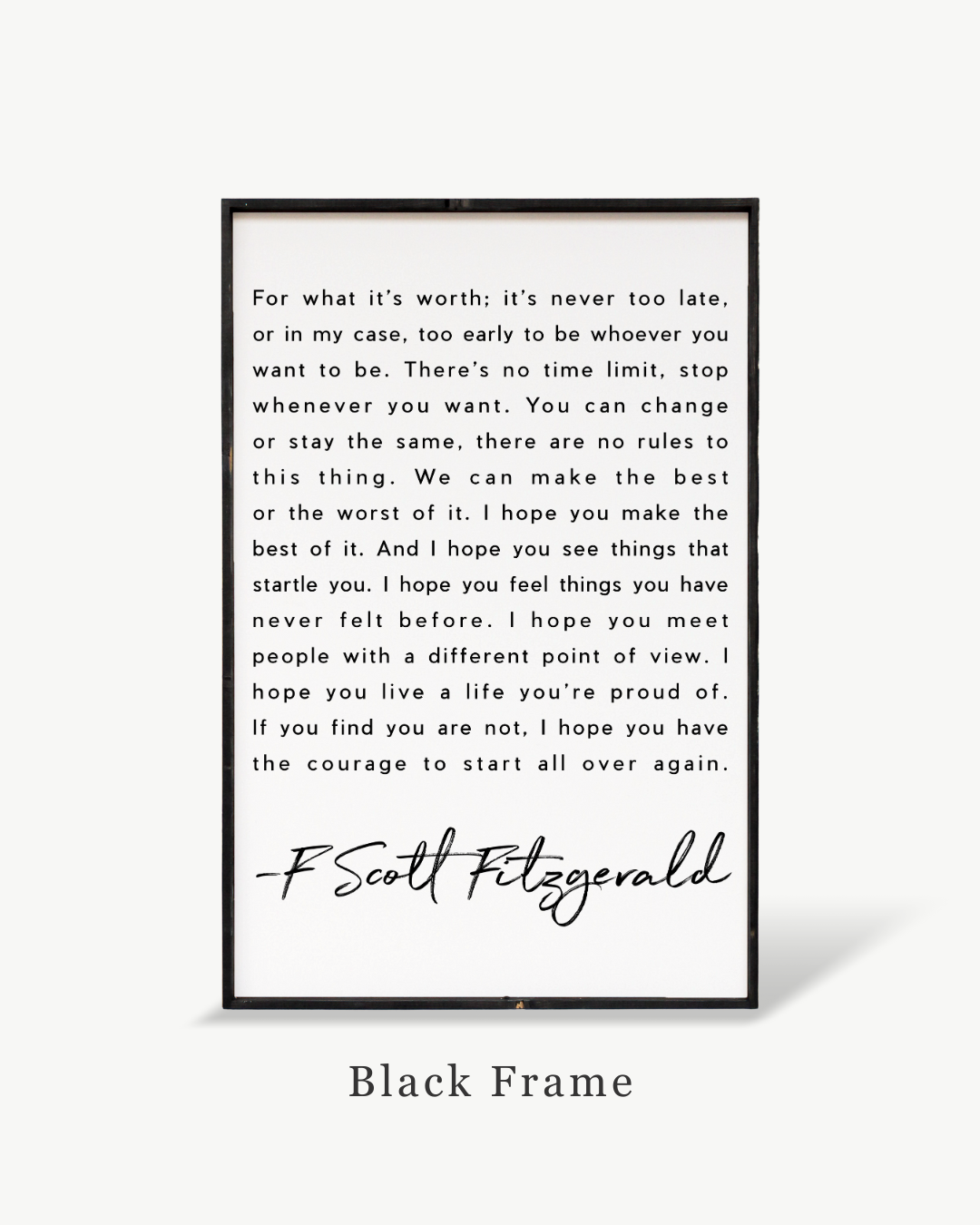 F. Scott Fitzgerald Quote Framed Print – Inspirational Art
