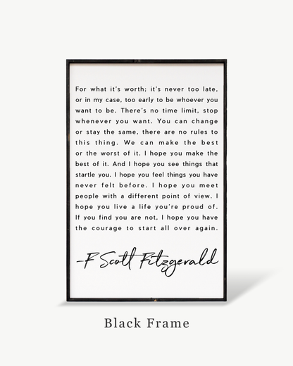F. Scott Fitzgerald Quote Framed Print – Inspirational Art