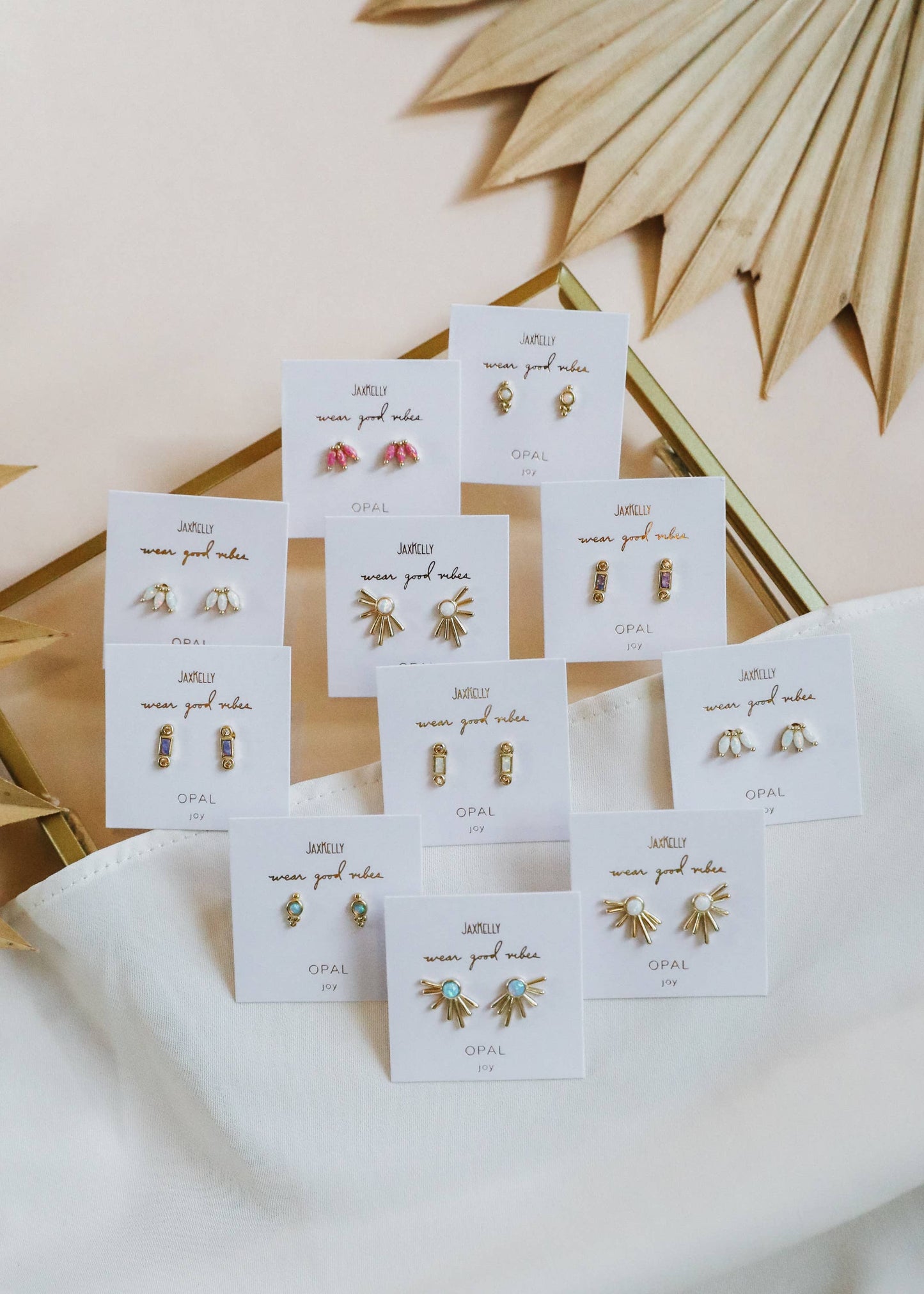 Sun Ray - Fire Opal - Gold Earrings