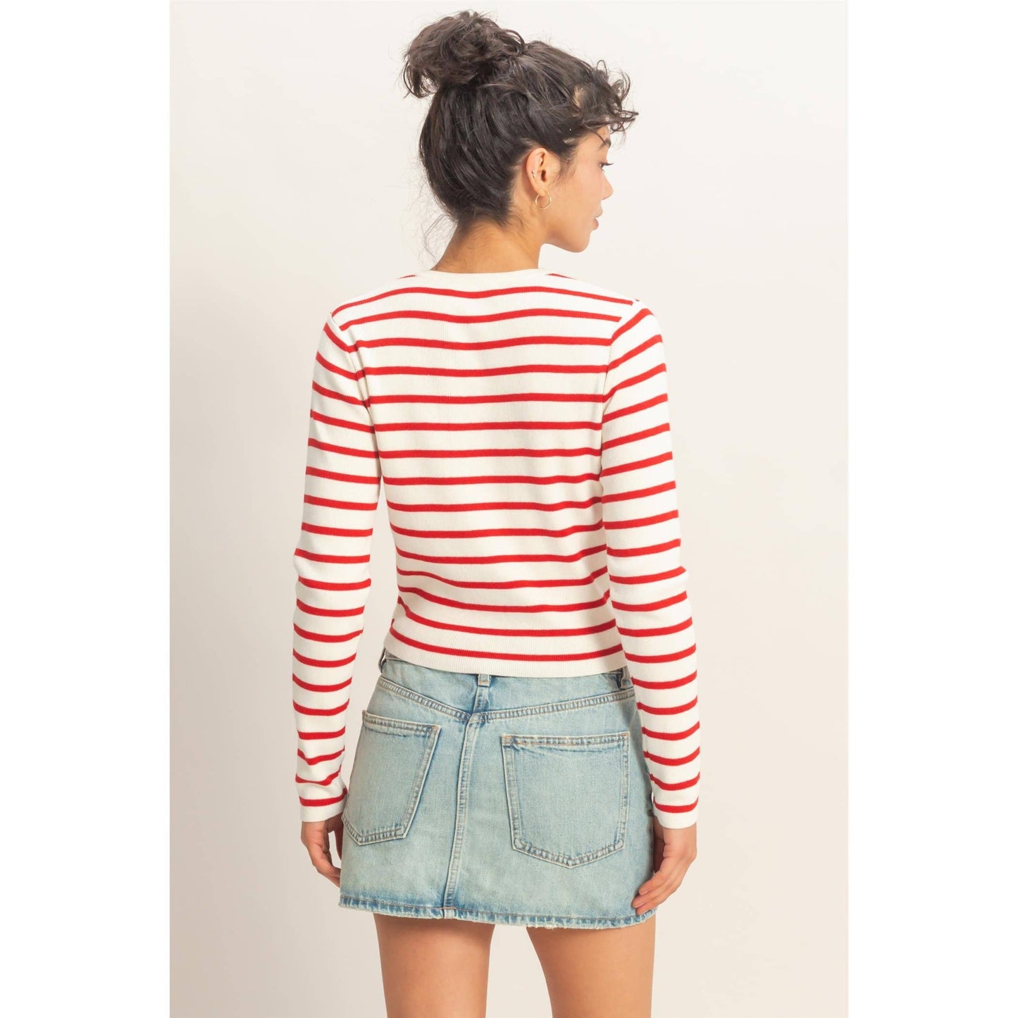 Striped Button-Up Cardigan