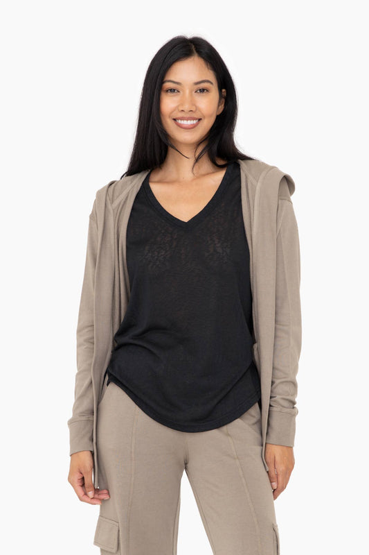 GREEN - Organic Cotton Blend Wrap Cardigan