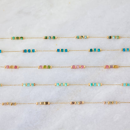 Sq. Gemstone Necklace
