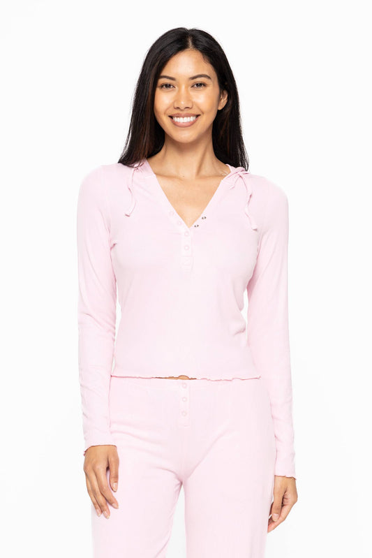 Bamboo Blend Long Sleeve Henley Hoodie