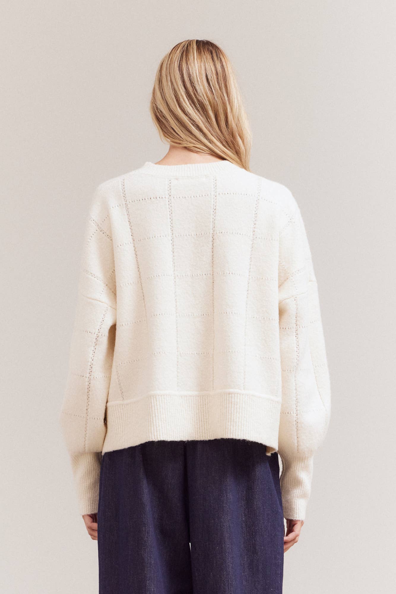 Textured Grid Knit Sweater