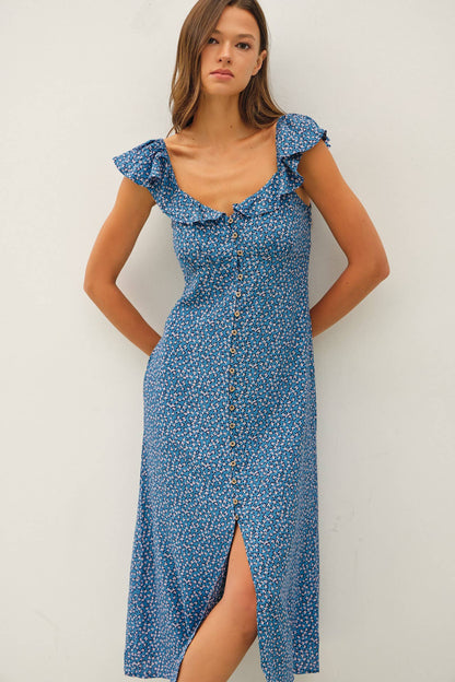 Ditsy Print Midi Dress