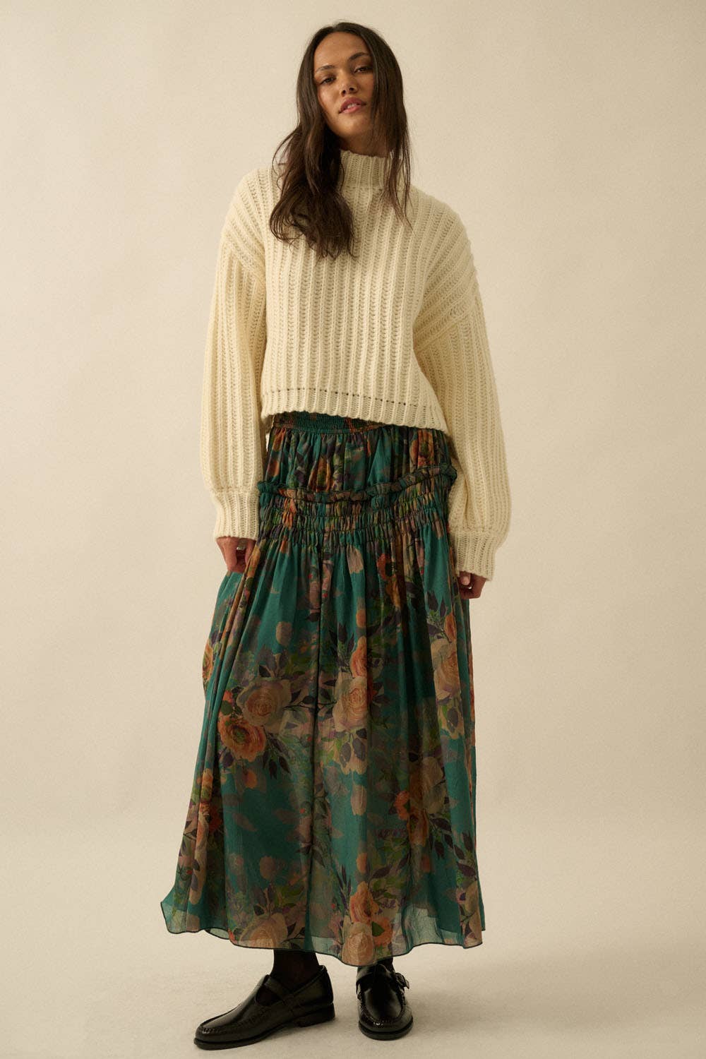 Essential Wide Sleeve Rib Knit Sweater