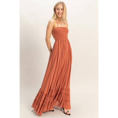 Smocked Halter Maxi Dress