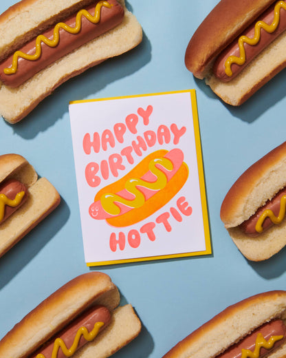 Letterpress Hottie Hot Dog Bday Card