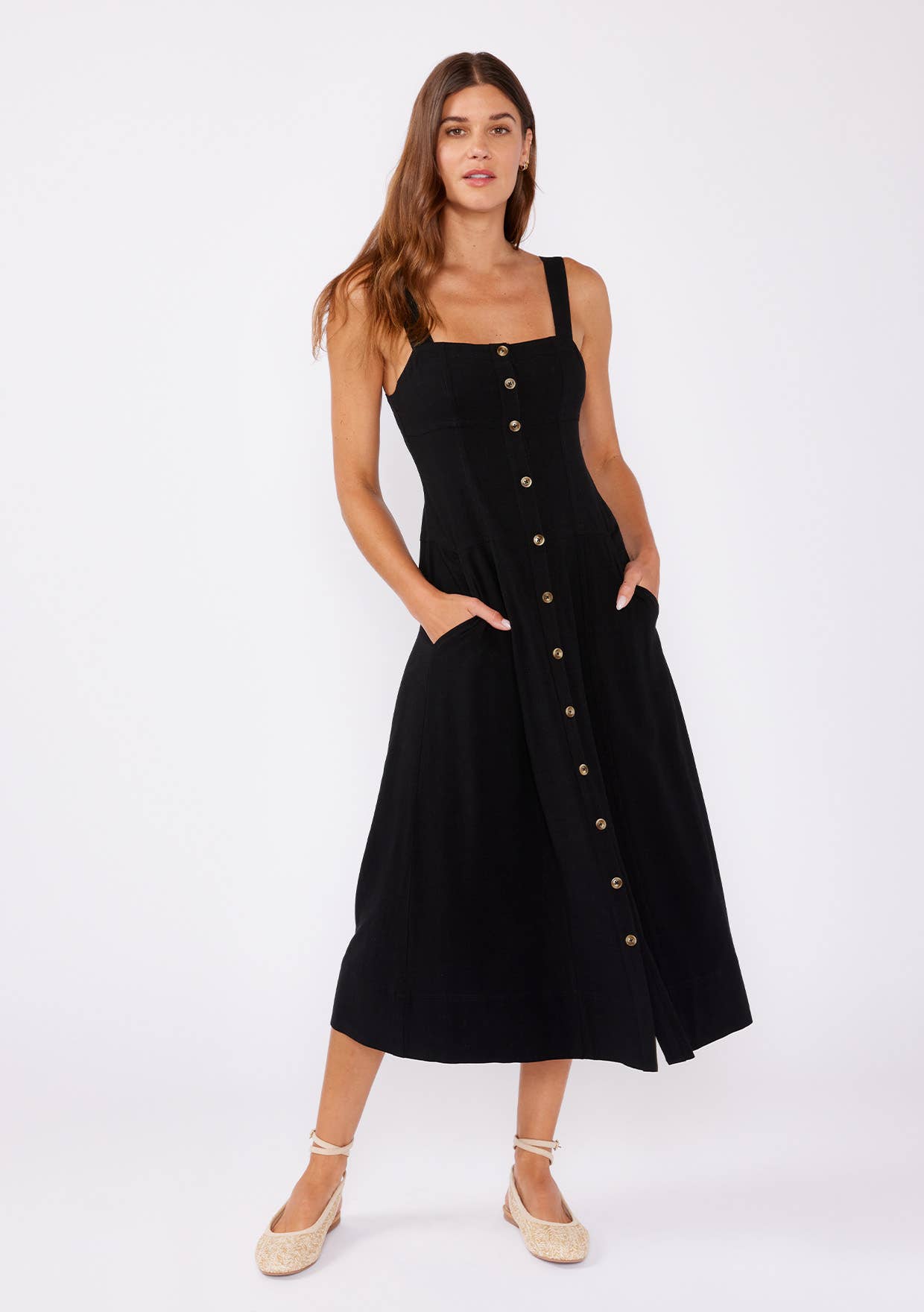 square neck corset midi dress Sleeveless Square-Neck Corset Midi Dress