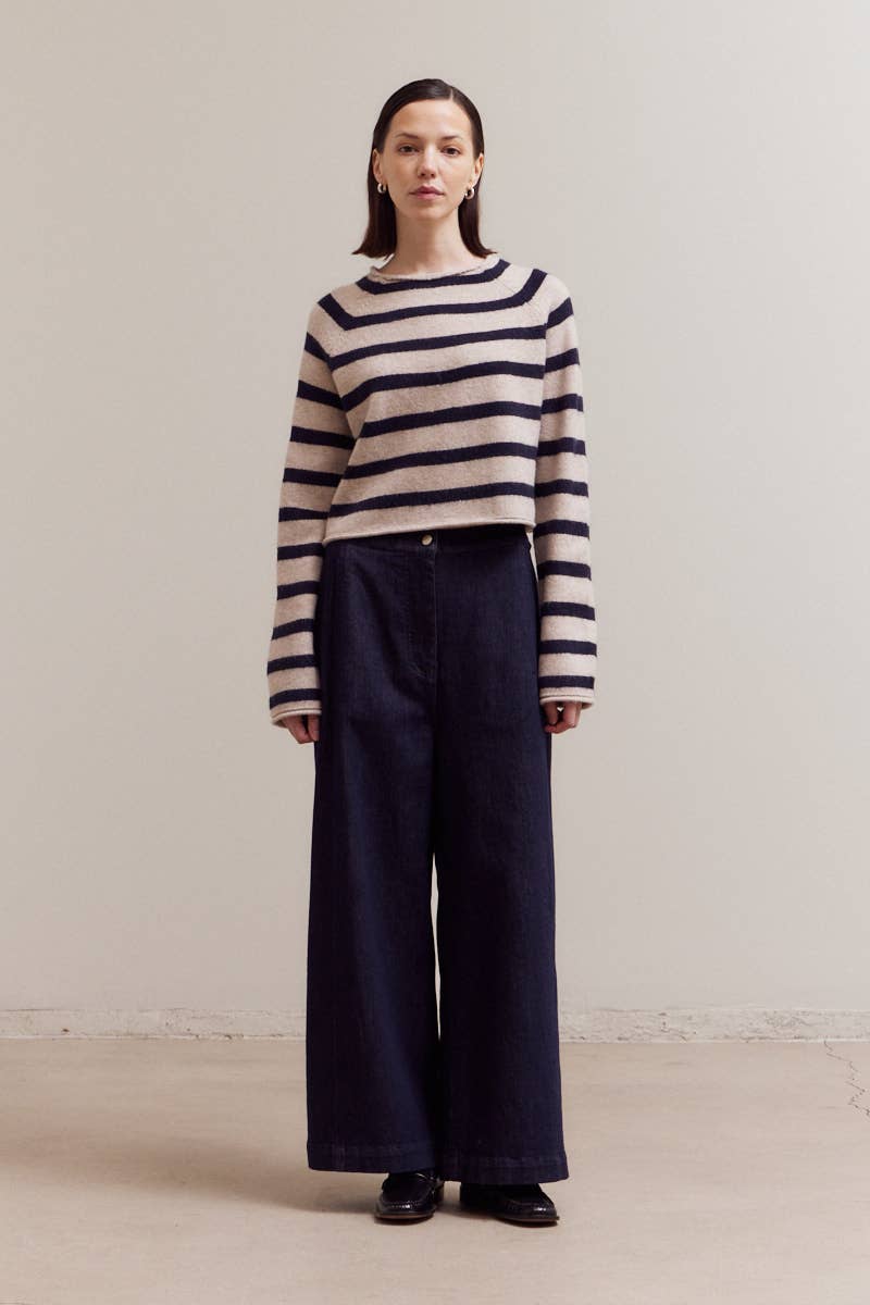 Striped Mock Neck Sweater