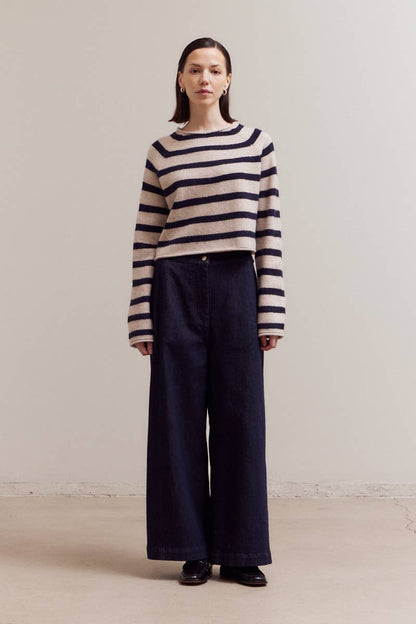 Striped Mock Neck Sweater