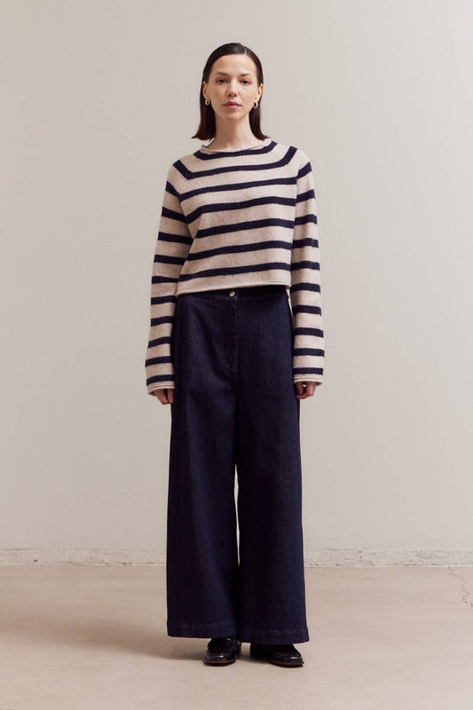 Striped Mock Neck Sweater