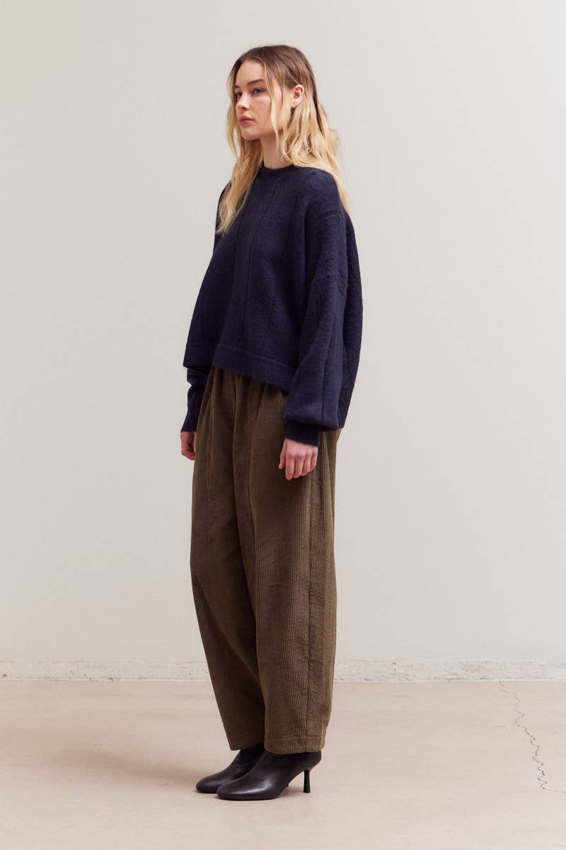 Textured Grid Knit Sweater