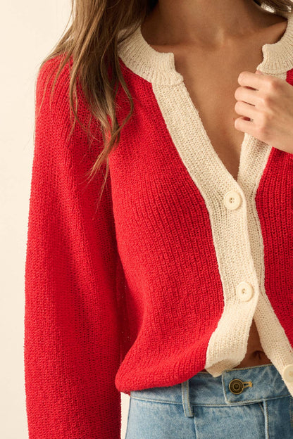 Best Selling Ribbed Knit Contrast Cardi