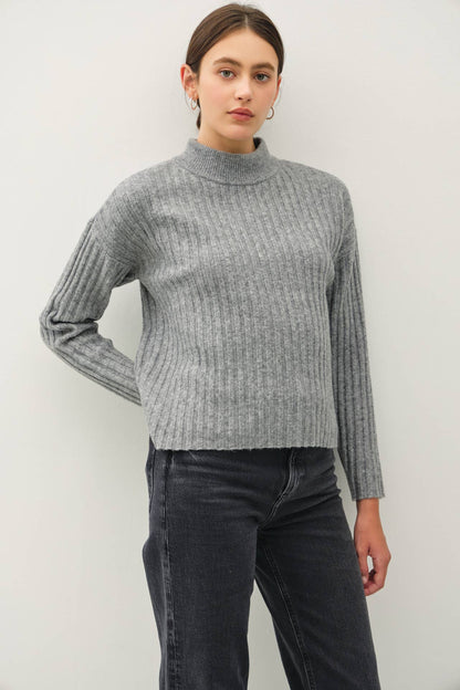 Ultra Soft Chunky Ribbed Mock Neck Sweater