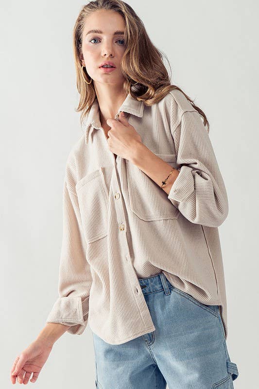 Soft and Stretchy Cord Button Up