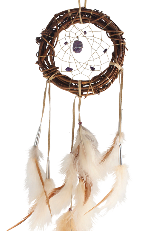 6" Twig Dream Catcher with Amethyst Stones