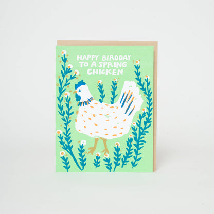 Spring Chicken Birthday Letterpress Greeting Card by Egg Press