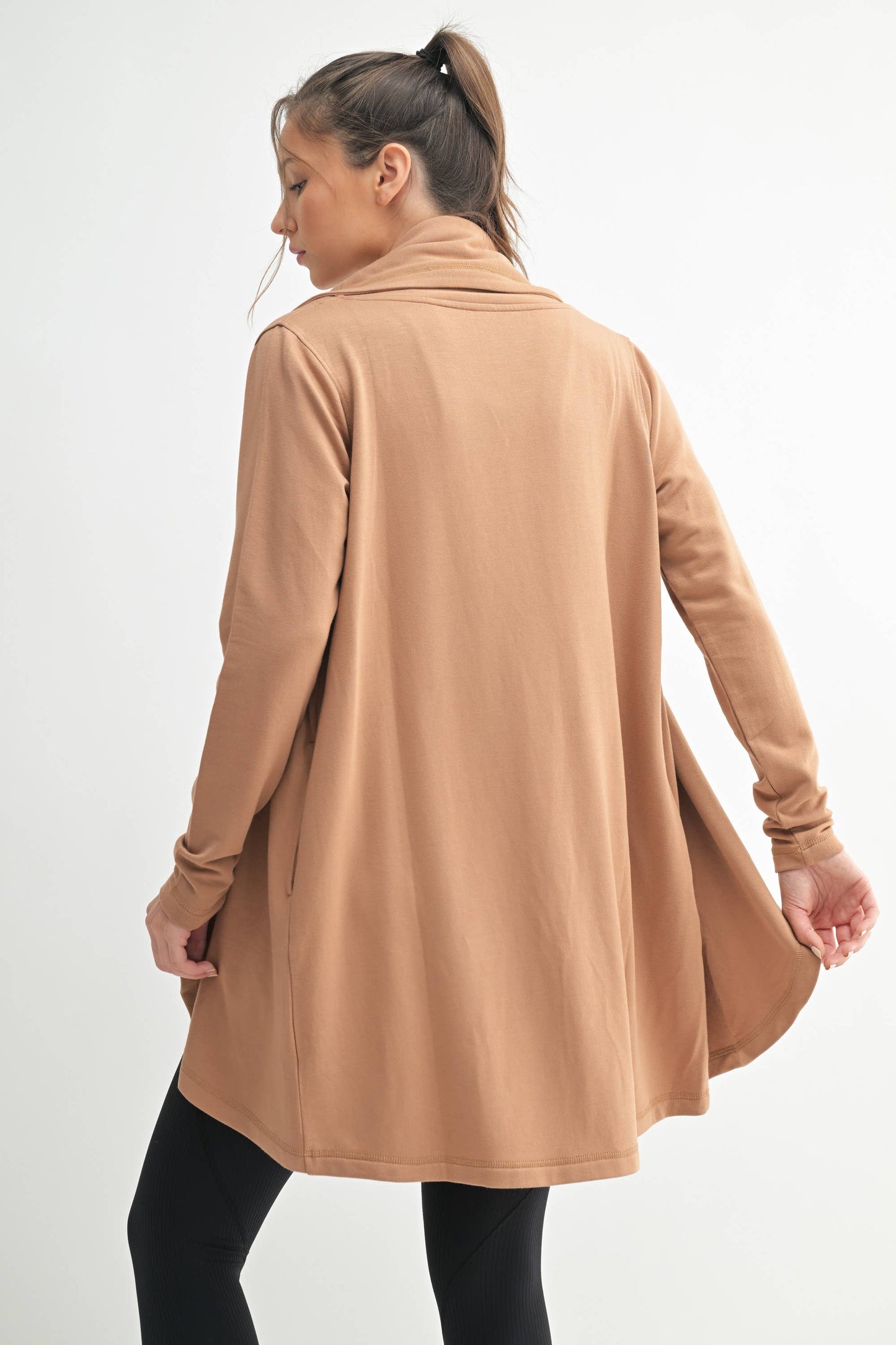 Fleece Lined Flowy Open Cardigan