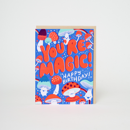 Birthday Magic Mushrooms Letterpress Greeting Card by Hello!Lucky