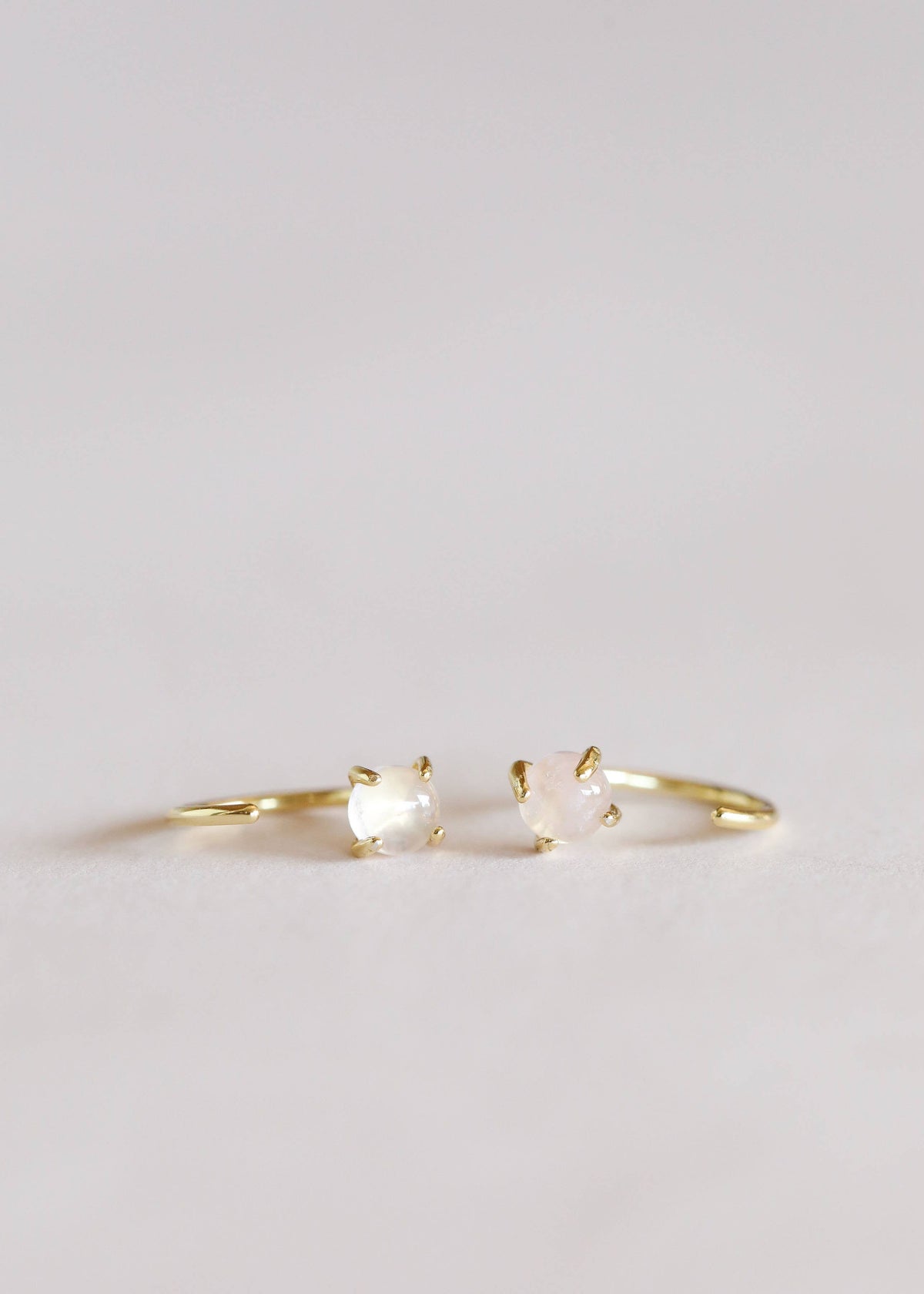 Huggies - Rose Quartz - Gold Earrings