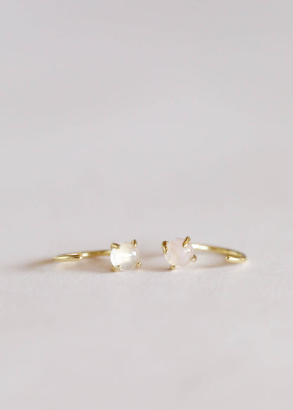 Huggies - Rose Quartz - Gold Earrings