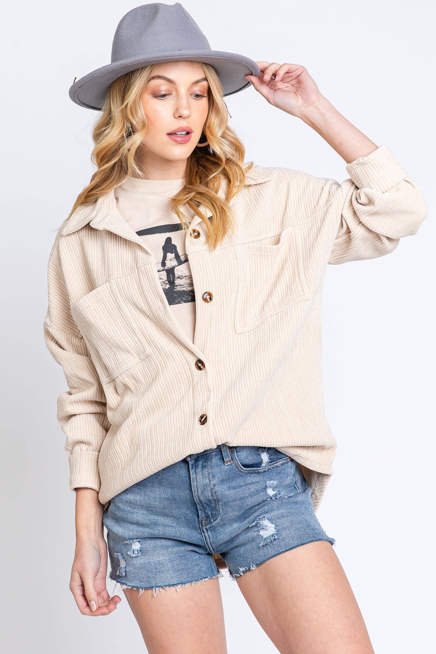 Soft Shirt Tail Shacket 7208T