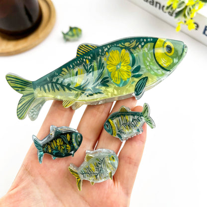 Green Sardine Hair Clip
