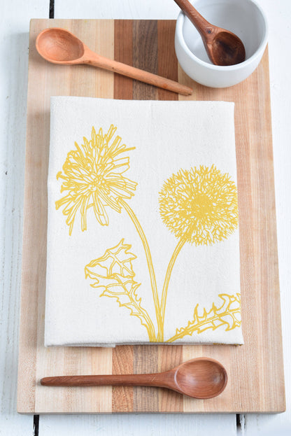 Dandelion Tea Towel - Mustard Yellow - Kitchen Decor - Gifts