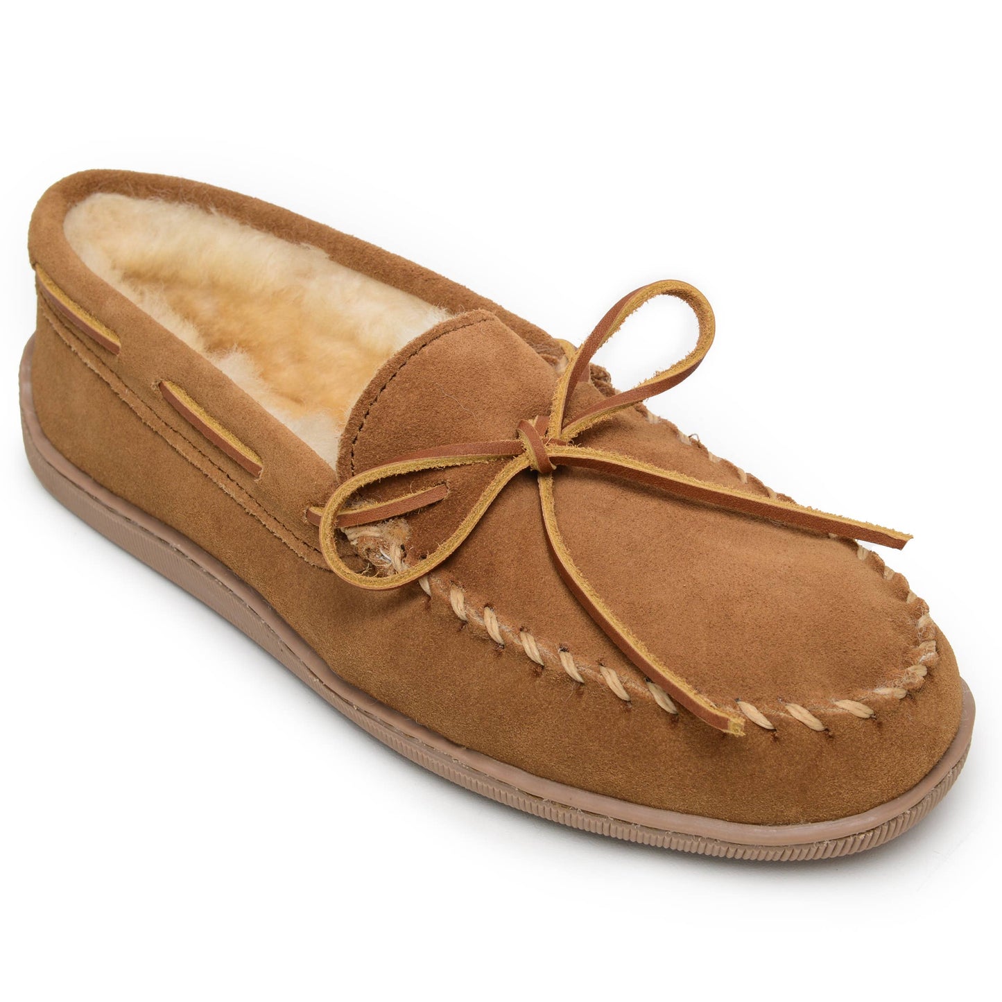 Men's Suede Cozy Sheepskin Moccasin Slipper House Shoe