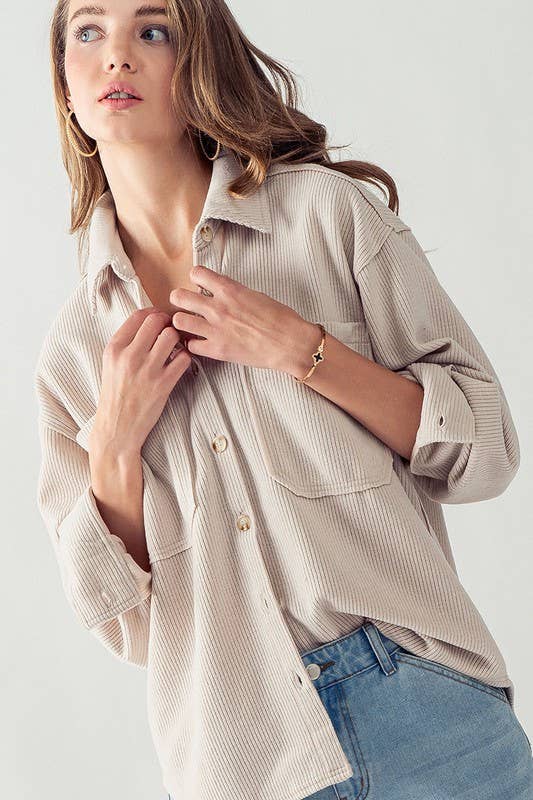 Soft and Stretchy Cord Button Up