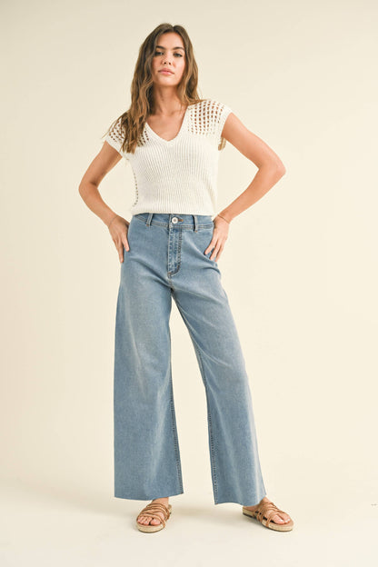 Stone Wide Leg Denim Pants