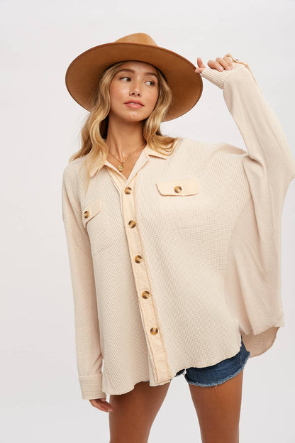 SLOUCHY WAFFLE KNIT JACKET