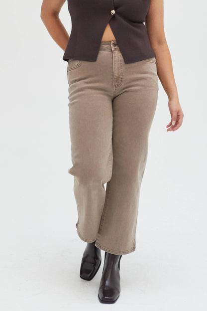 Addington Ankle Crop Mid Rise Jean, Brown Overdye