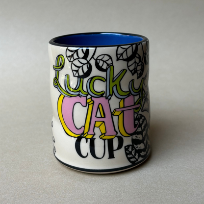 Lucky Cat & Houseplant Mug - Large