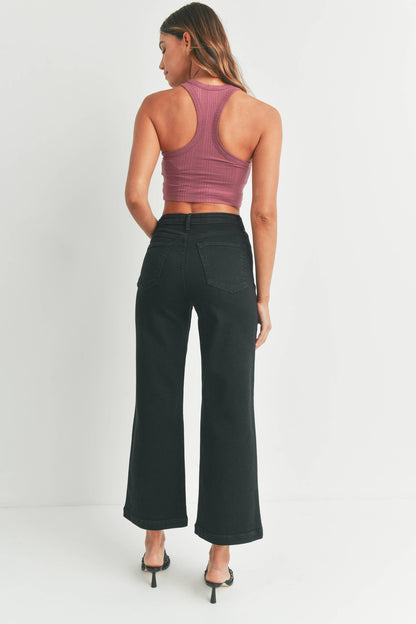 Patch Pocket Wide Leg Jeans