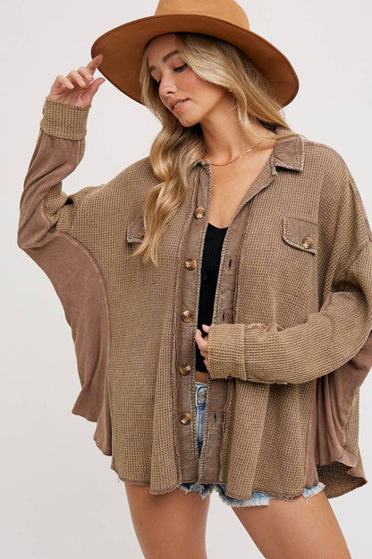 SLOUCHY WAFFLE KNIT JACKET