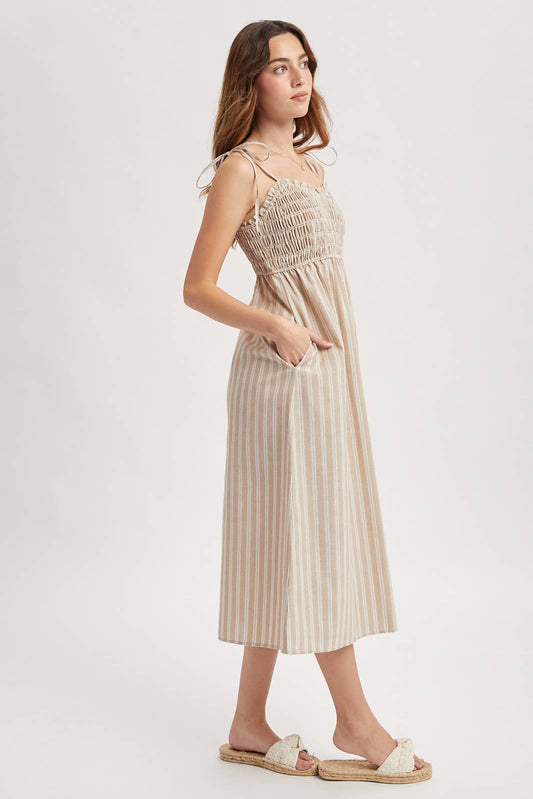 Taylor Perfect Striped Linen Midi Dress