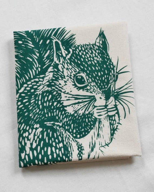 Squirrel Tea Towel (Dark Green)