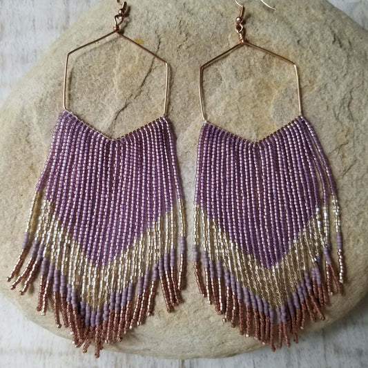 Twilight Large Beaded Fringe Shoulder Duster Earrings