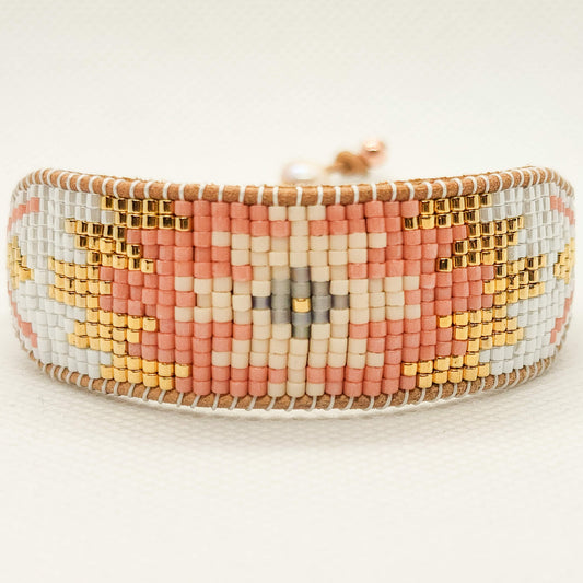 coral sands warrior beaded bracelet front view